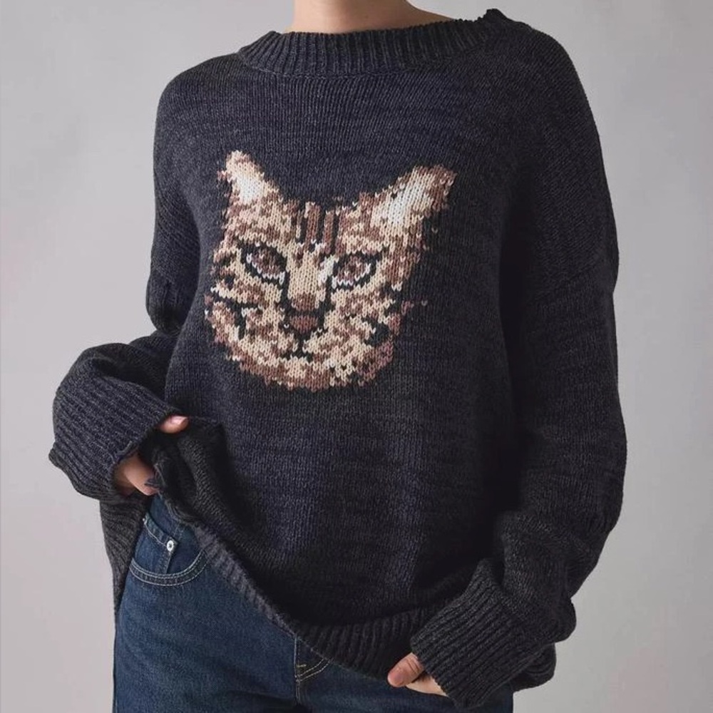Women’s BDG Kurt Cat Graphic Distressed Oversized Sweater